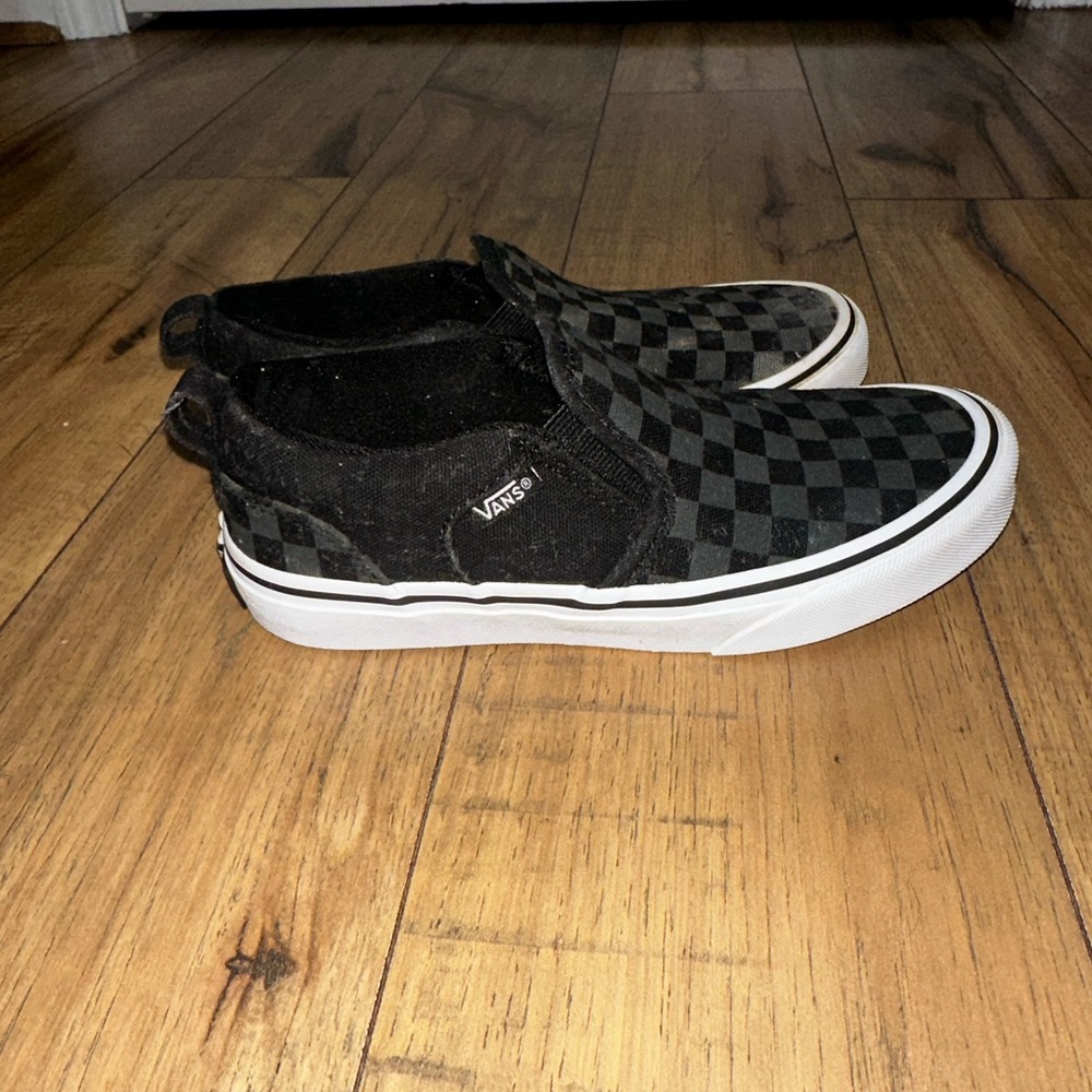 Vans classic check slip ons boys